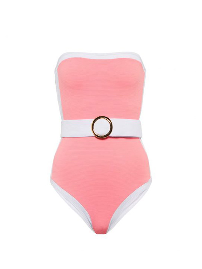 Bandeau Color Block One Piece Swimsuit