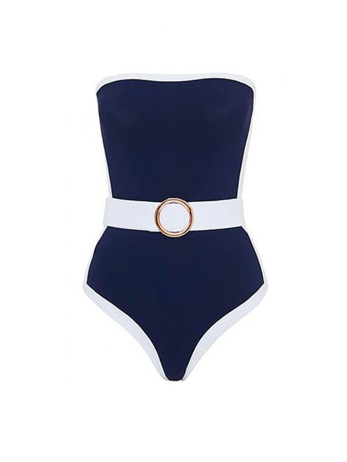 Bandeau Color Block One Piece Swimsuit