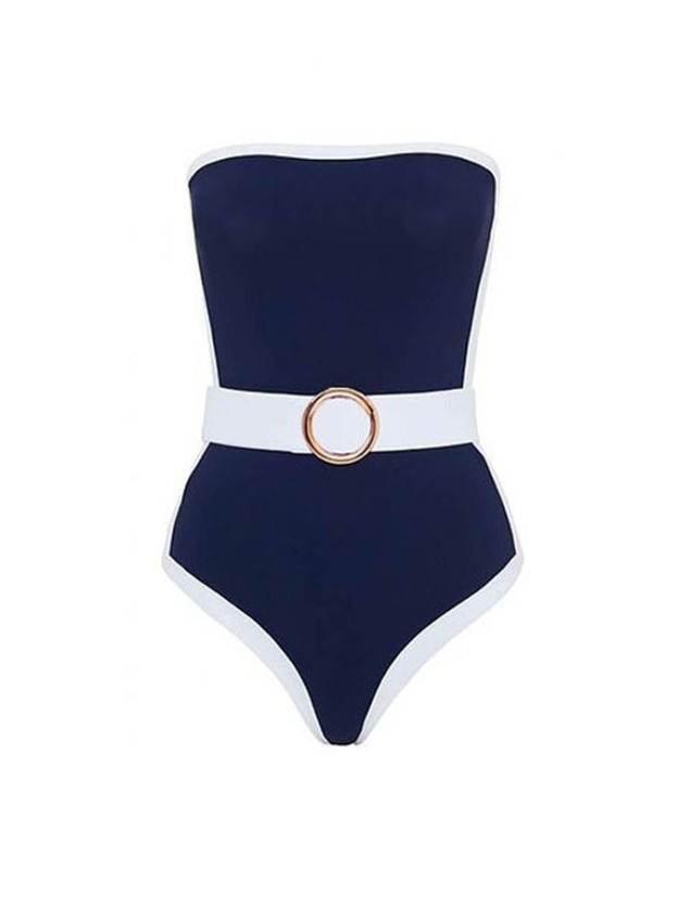 Bandeau Color Block One Piece Swimsuit