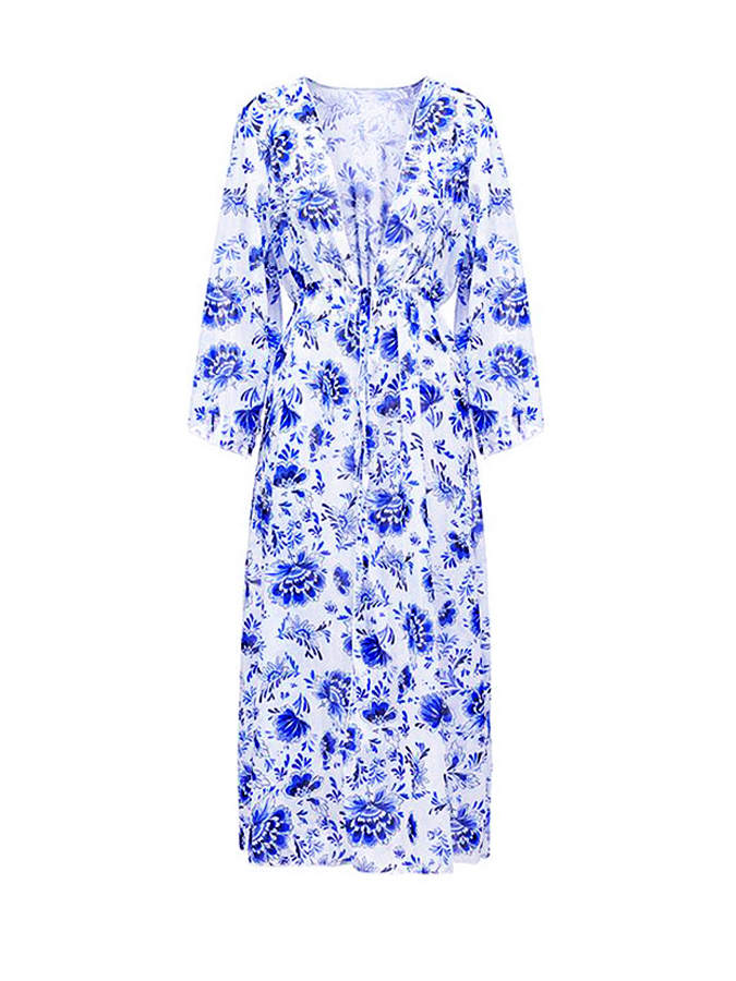 Three-Piece Printed Swimsuit and Cover-Up