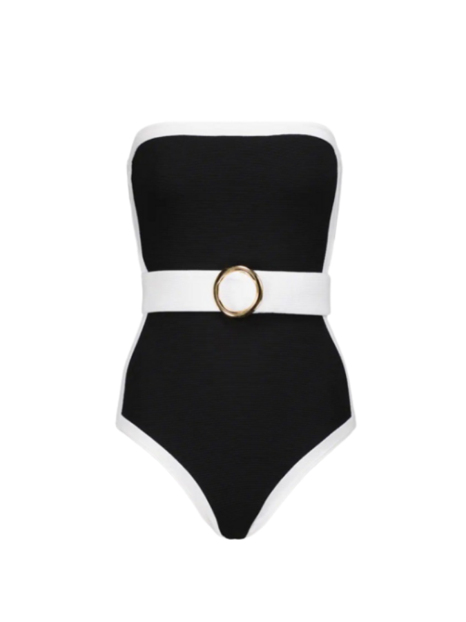 Bandeau Color Block One Piece Swimsuit