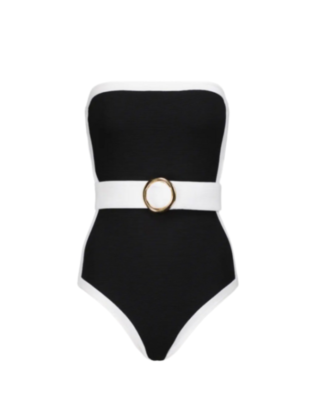 Bandeau Color Block One Piece Swimsuit