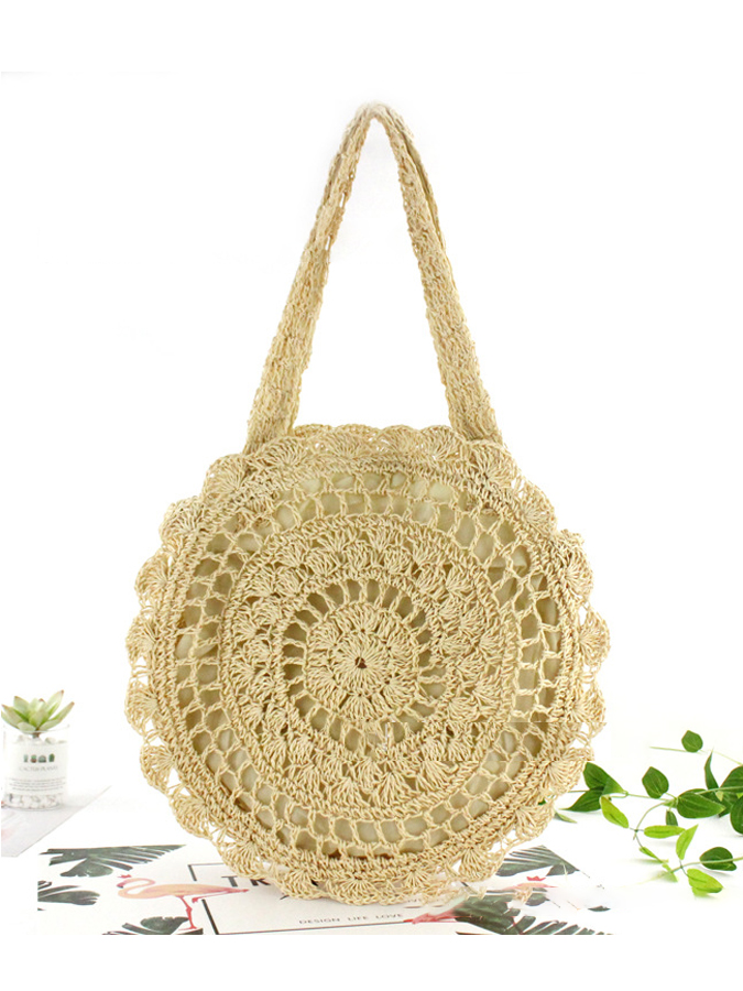 Round Fashion Beach Woven Shoulder Bag
