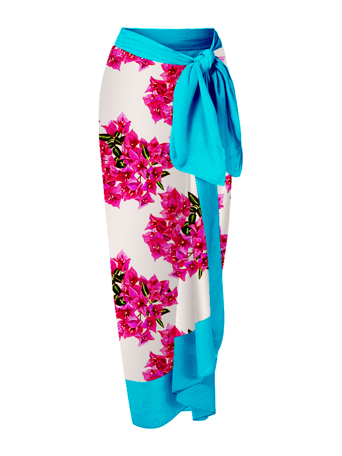 Bougainvillea print one-piece swimsuit and cover-up