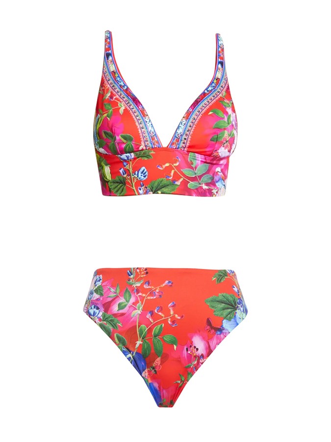 Vintage Botanical Floral Print Bikini And Cover up