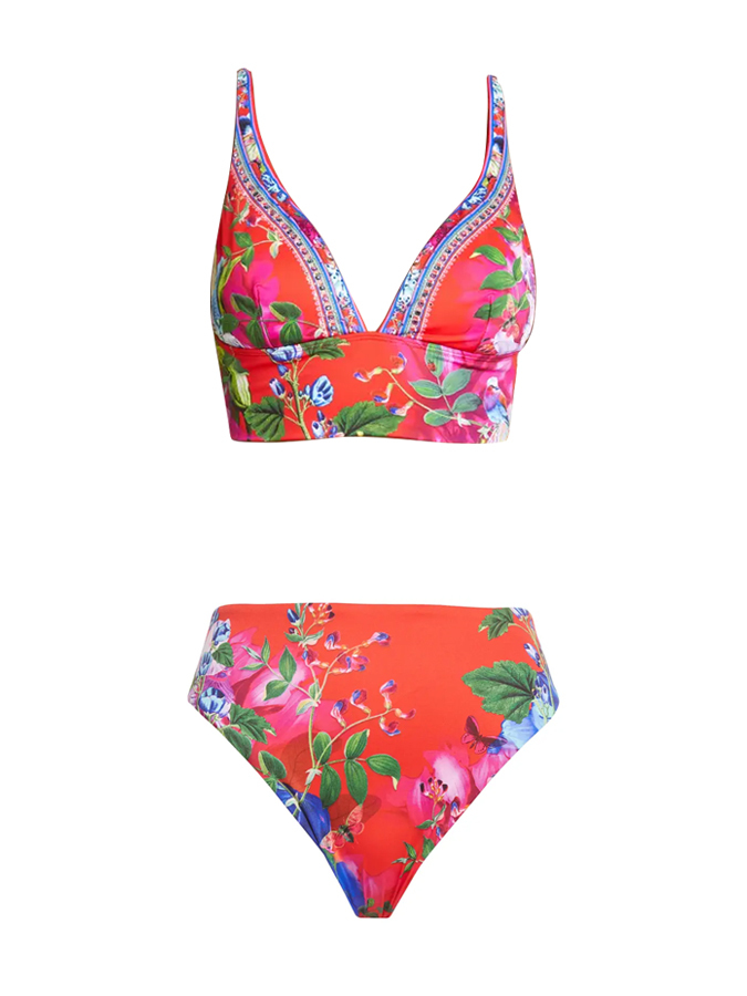 Vintage Botanical Floral Print Bikini And Cover up