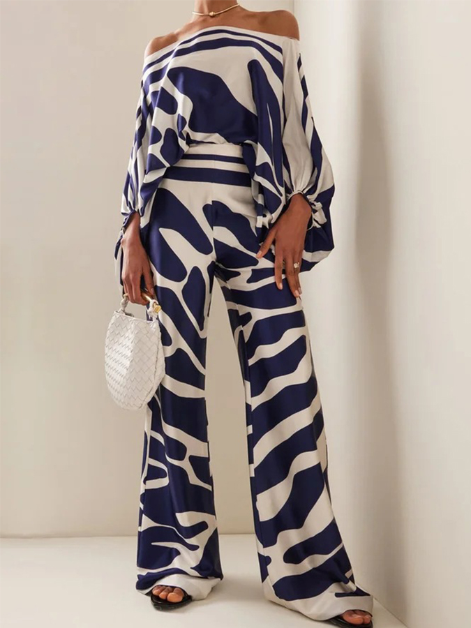 Printed Shirt and Pants Two Piece Set