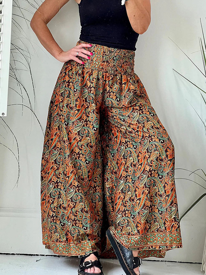 Loose Printed Wide-leg Casual Pants