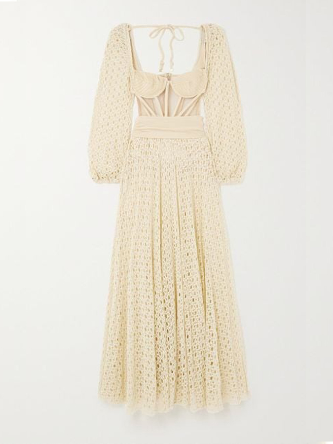 Natural Cutout Stretch-jersey And Crochet-knit Maxi swimsuit and skirt