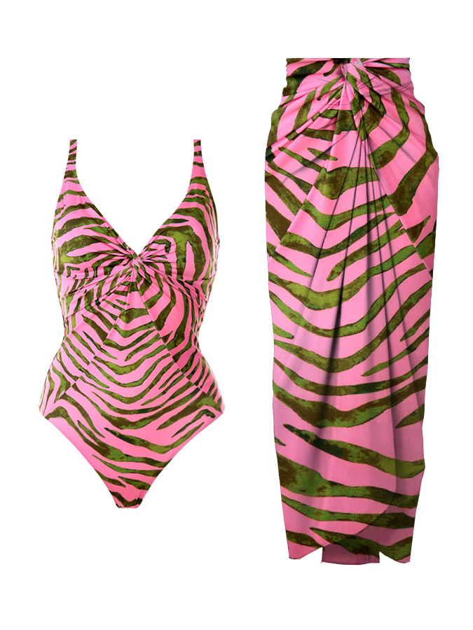Abstract Zebra Print Swimsuit