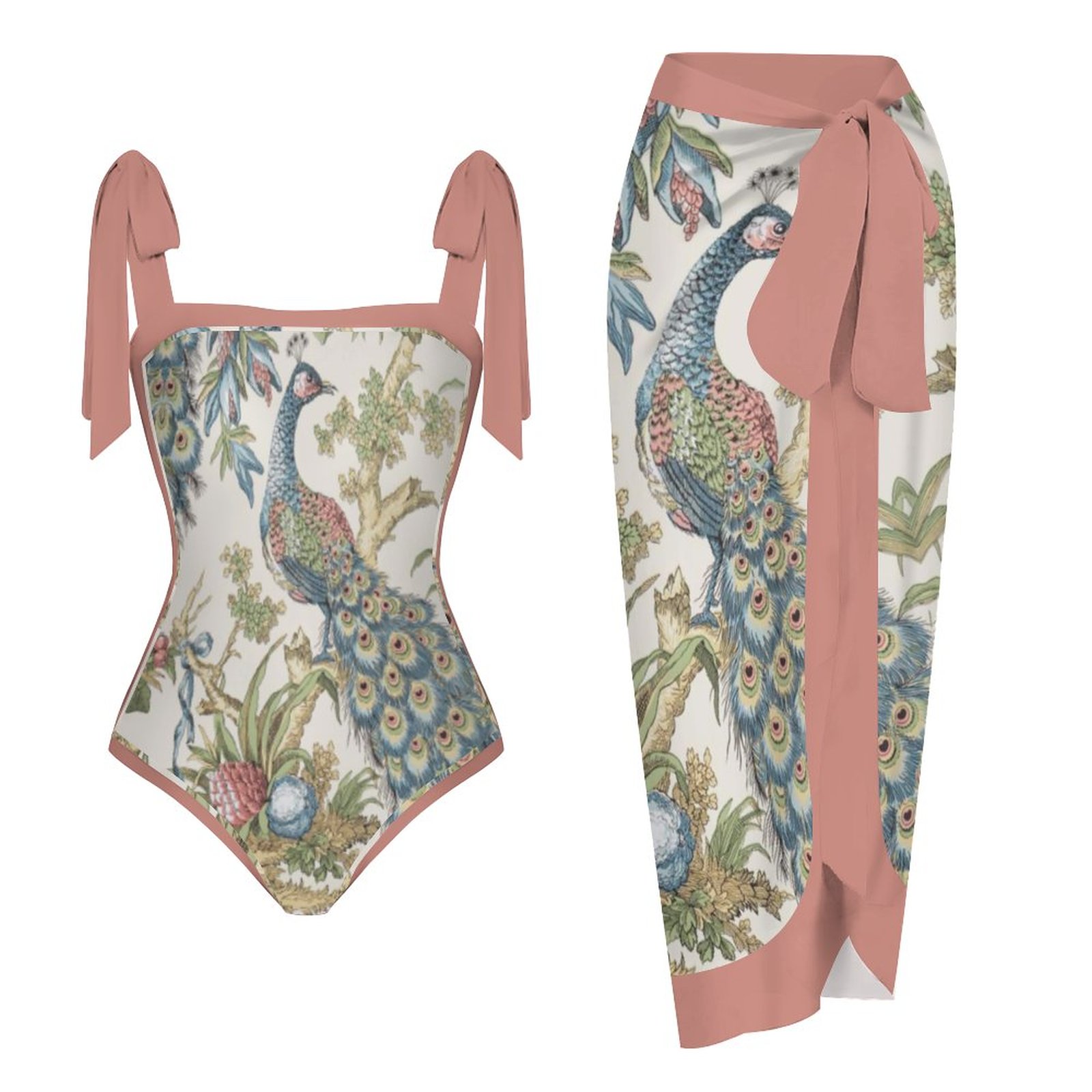 Fashion Printed One-Piece Swimsuit And Cover Up