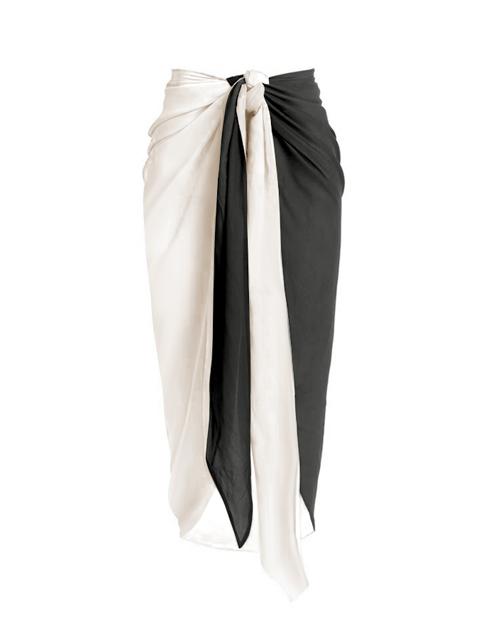 Black & White Color Block One Shoulder One-Piece Swimsuit And Cover Up