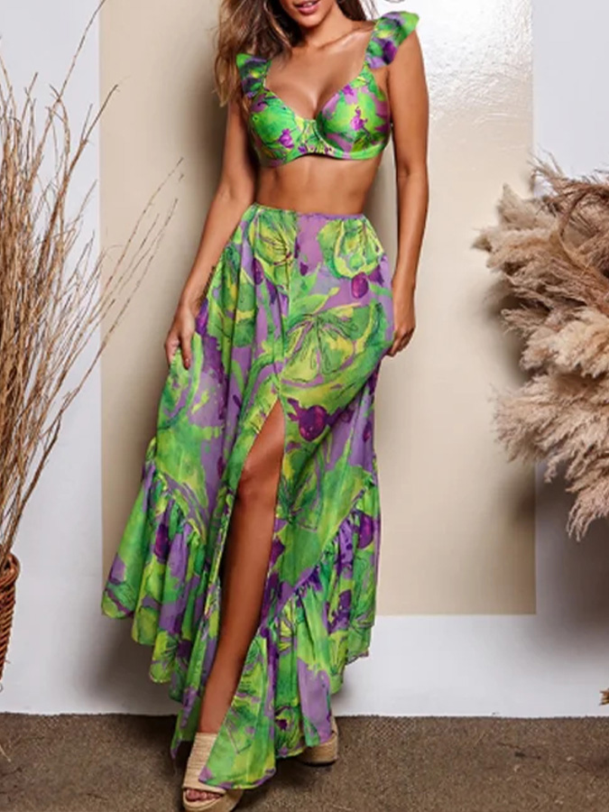 One Shoulder Printed Cutout One Piece Swimsuit