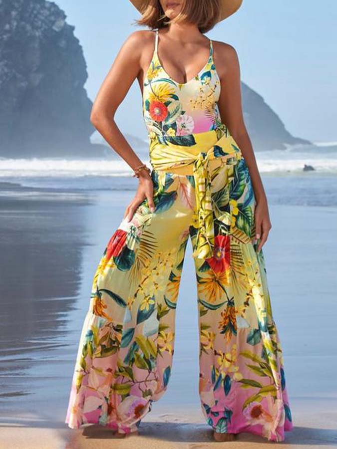 Trendy Print Backless One Piece Swimsuit