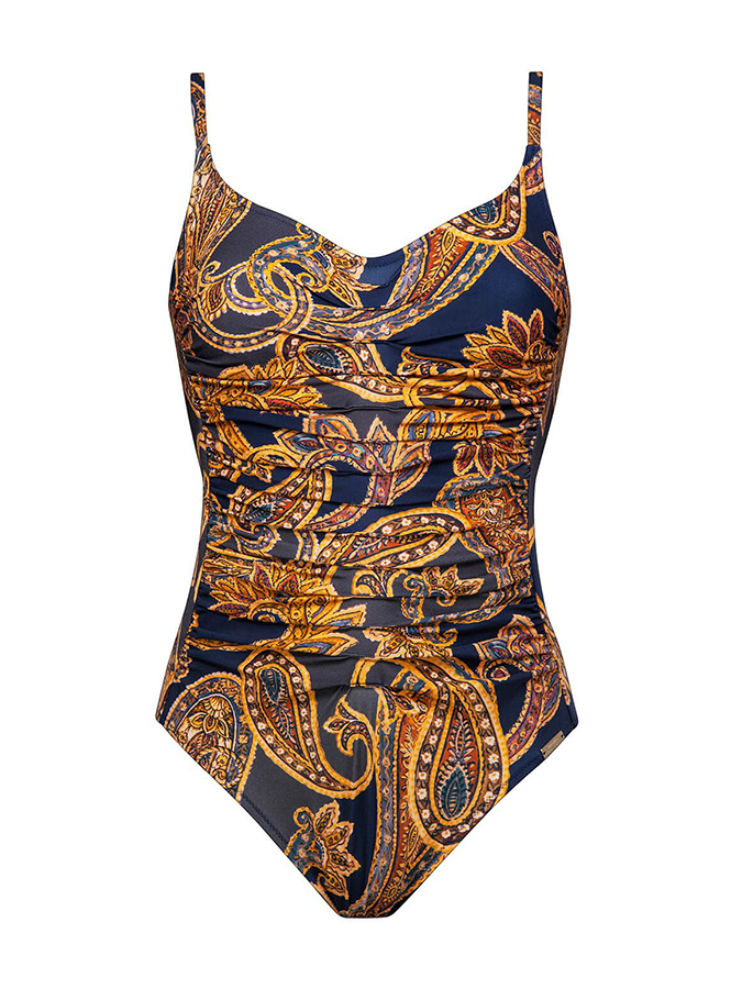 Vintage Print One Piece Swimsuit and Cover Up