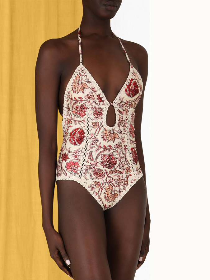 Trendy Panel Lace One-Piece Swimsuit