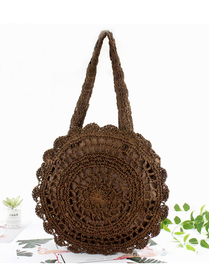 Round Fashion Beach Woven Shoulder Bag