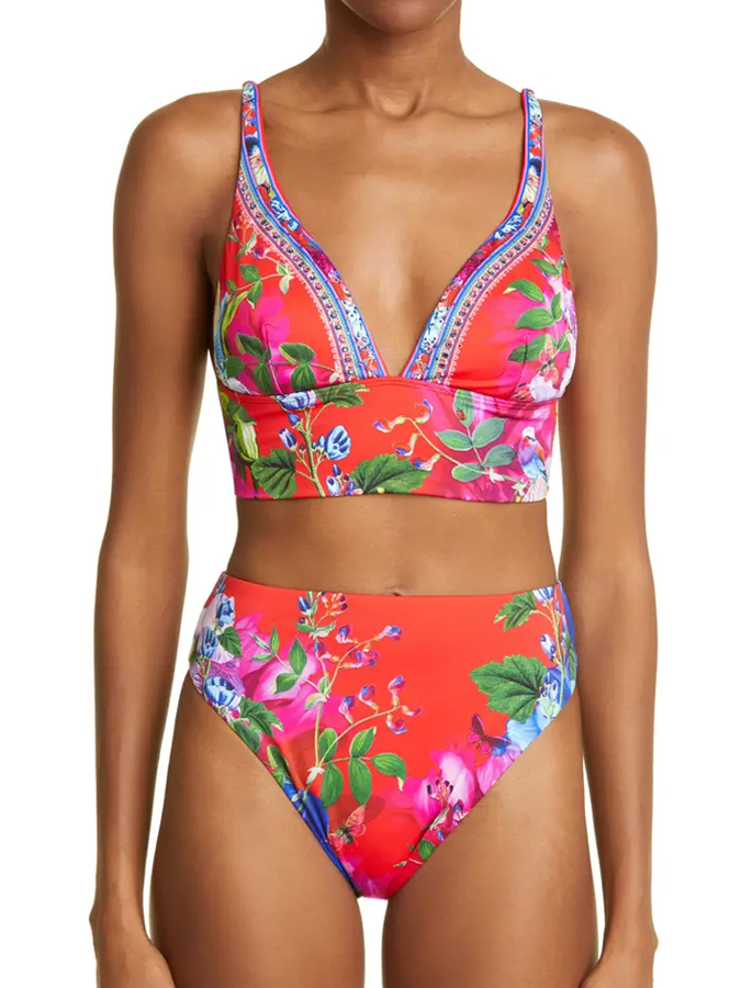 Vintage Botanical Floral Print Bikini And Cover up