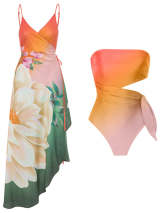Gradient Print Fashion Swimsuit And Cover Up