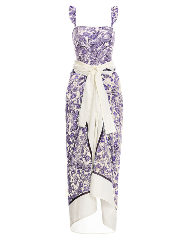 Purple Print Swimsuit Set and Coverup