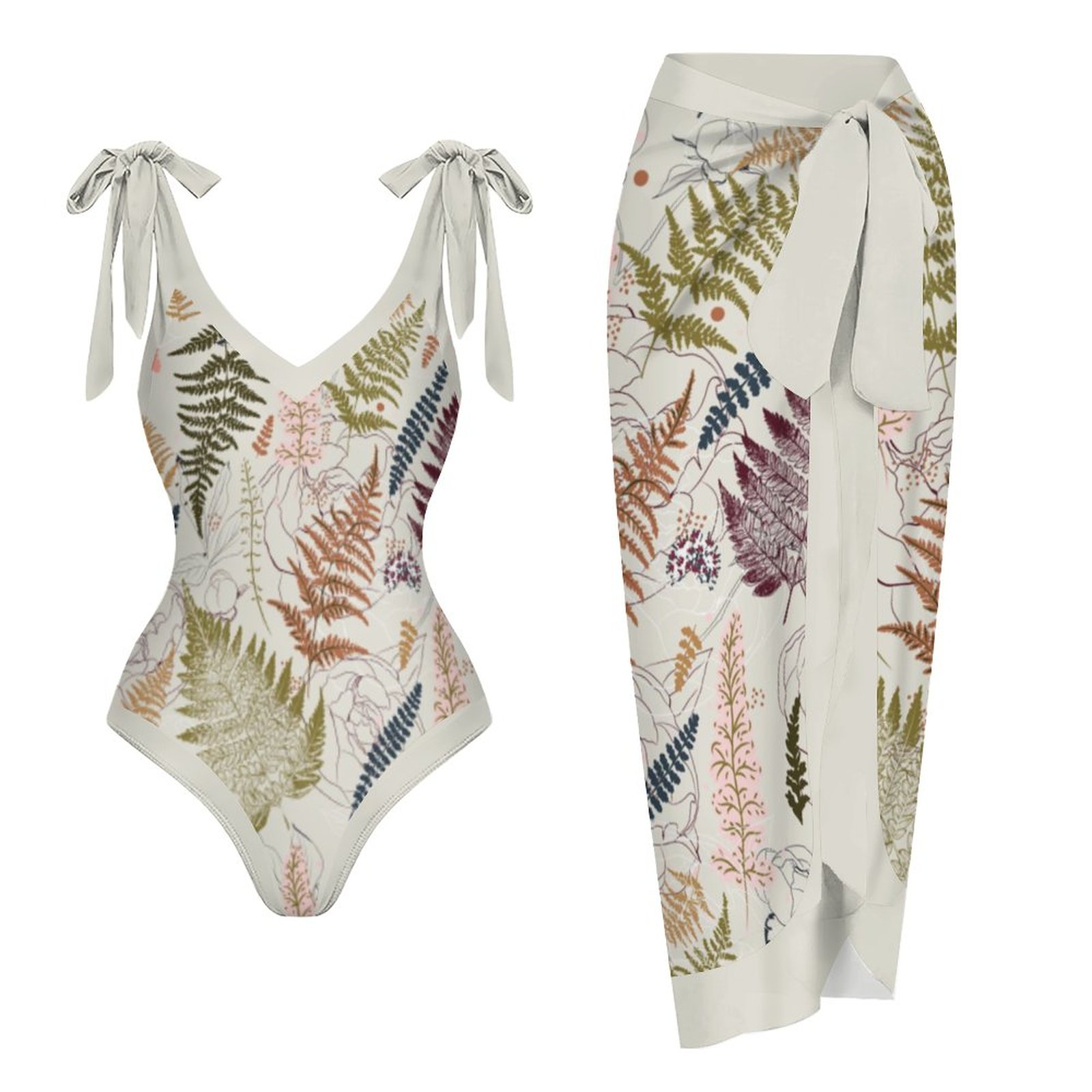 Casual Printed One-Piece Swimsuit And Cover Up 