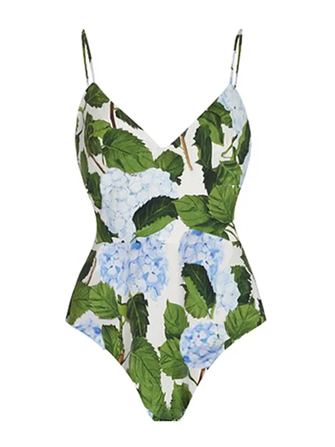 Floral Print One Piece Swimsuit And Skirt