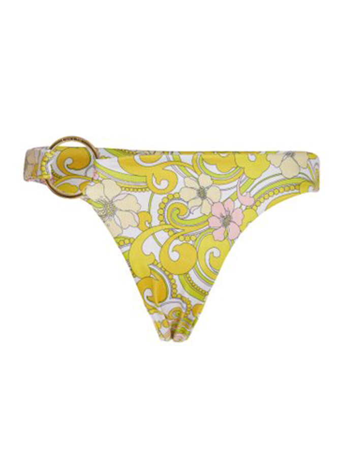 Yellow Printed Split Swimsuit