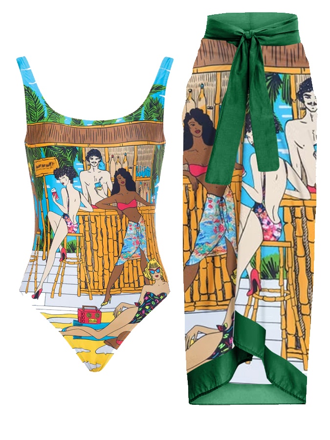 Printed Fashion One Piece Cutout Swimsuit