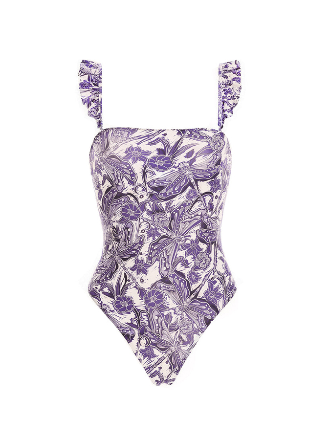 Purple Print Swimsuit Set and Coverup