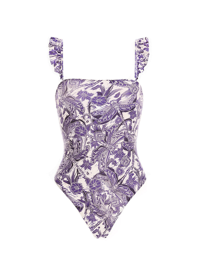 Purple Print Swimsuit Set and Coverup