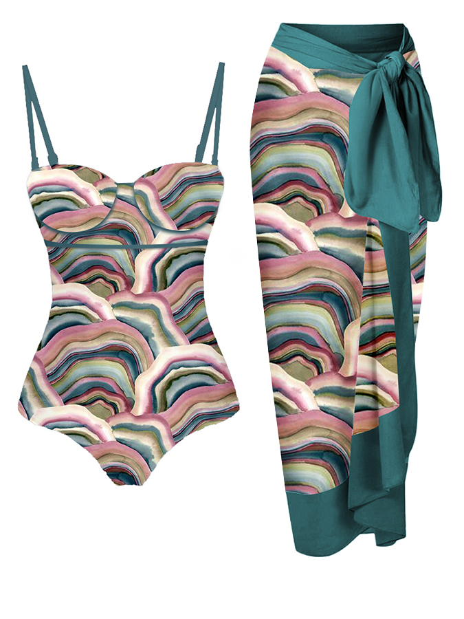 Printed Fashion Panel One Piece Swimsuit