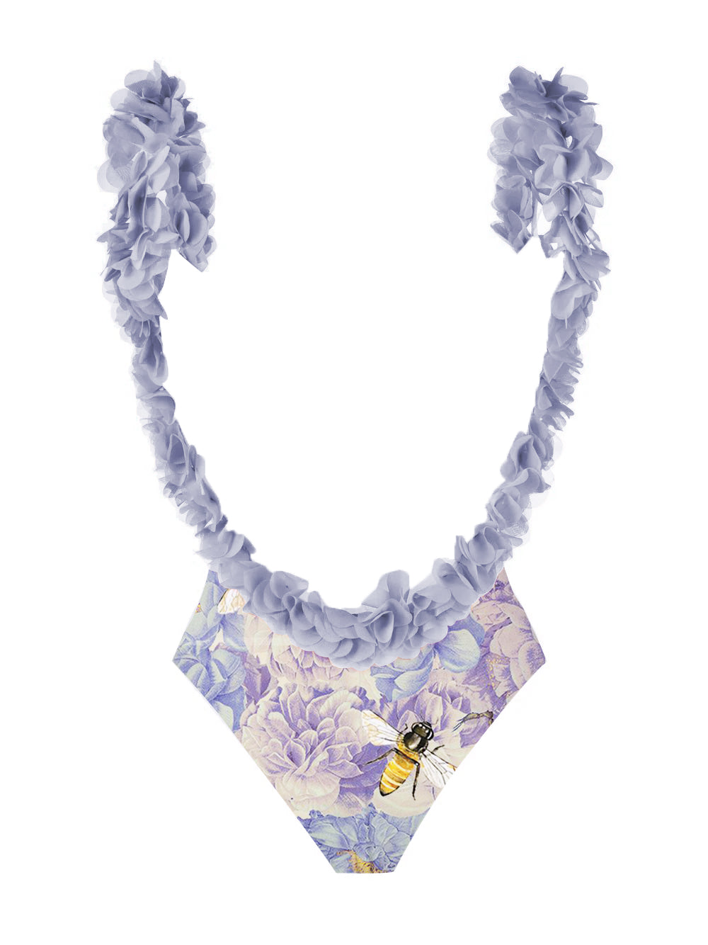 Petal Trim Backless Fashion One Piece Swimsuit