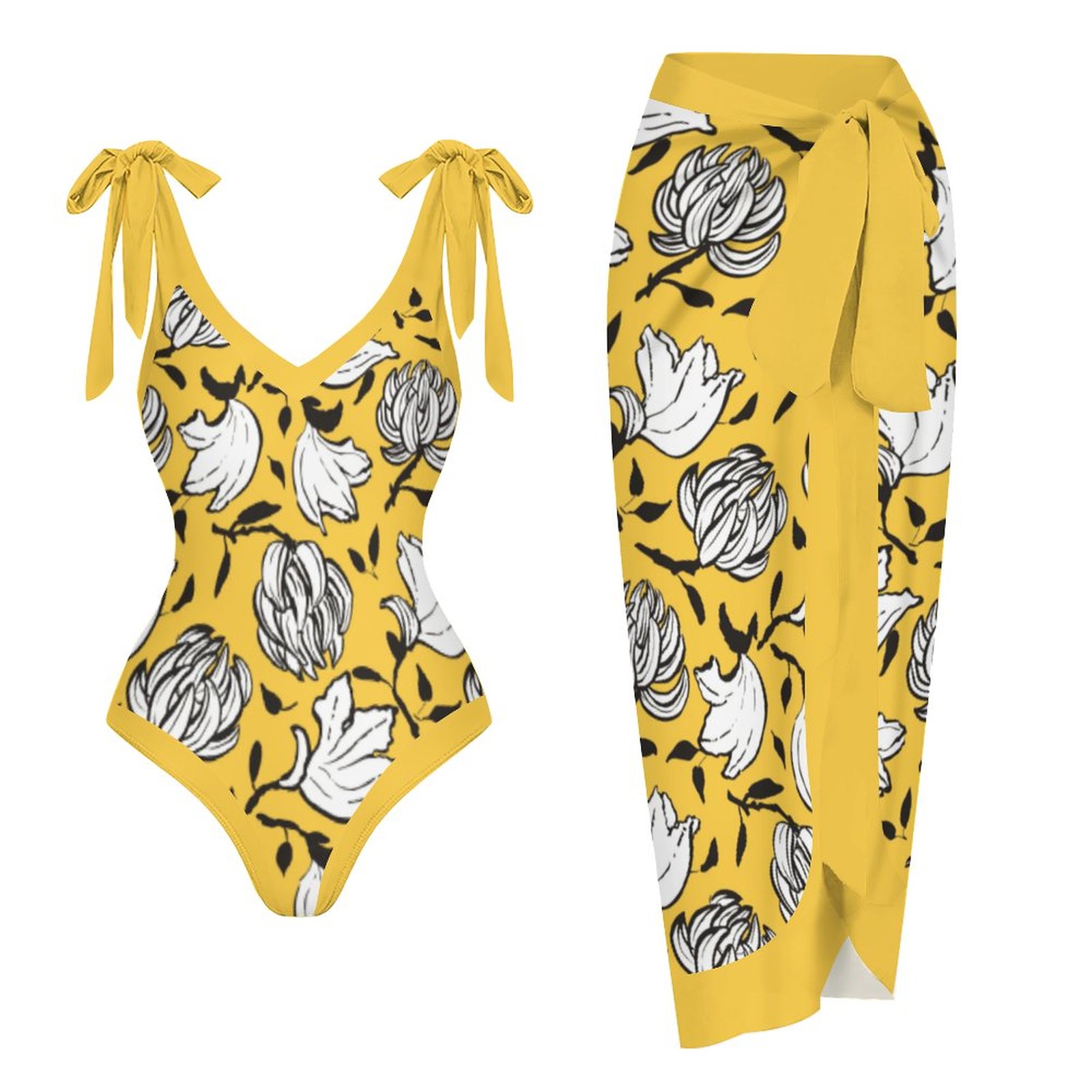 Casual Printed One Piece Swimsuit And Cover Up