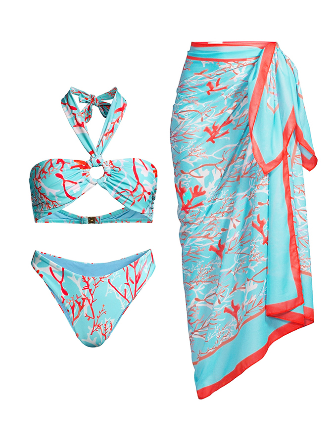 Ocean Print Bikini and Cover Up