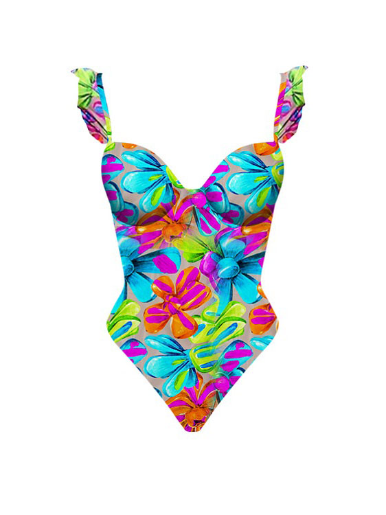 Nature Flarol Print Swimsuit