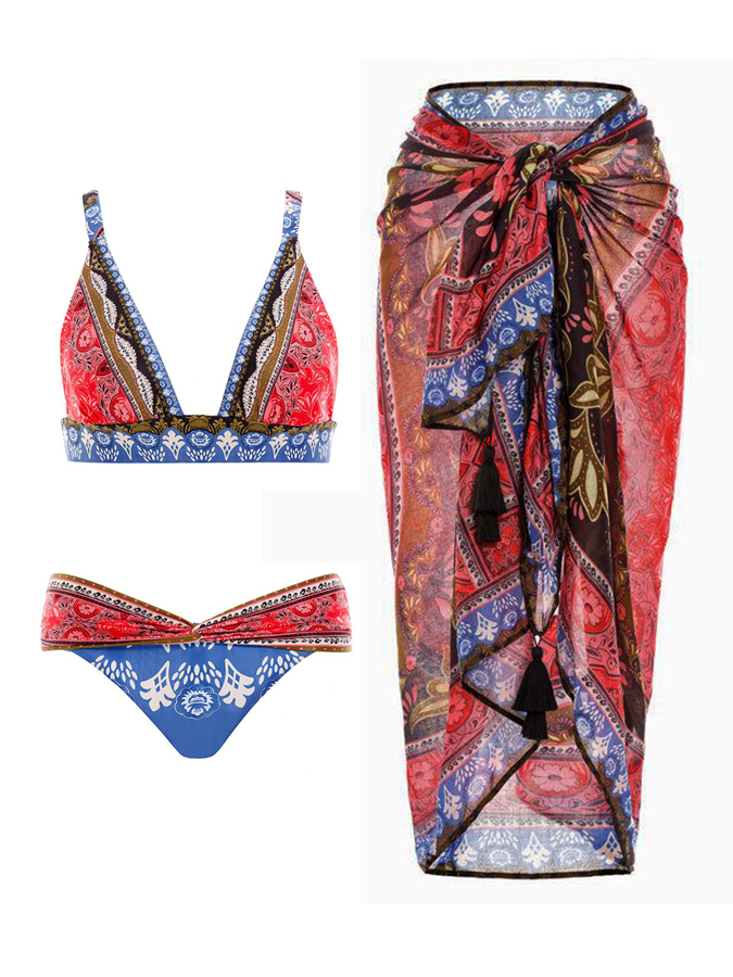 Vintage Print Bikini and Cover Up