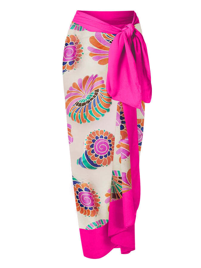 Vintage Colorblock Print Ruffle One-Piece Swimsuit