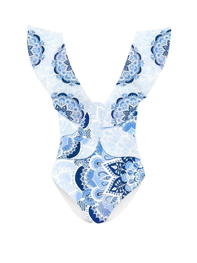 Fashion Print Ruffle One-Piece Swimsuit