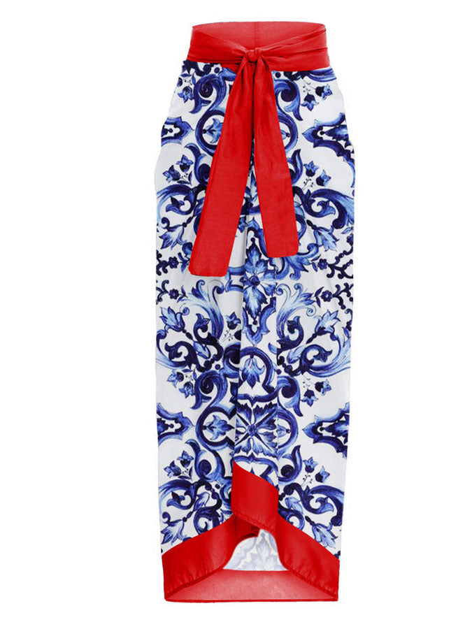 Fashion Colorblock Print Swimsuit