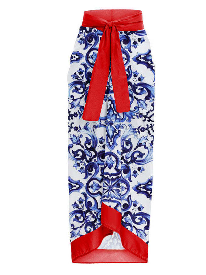 Fashion Colorblock Print Swimsuit