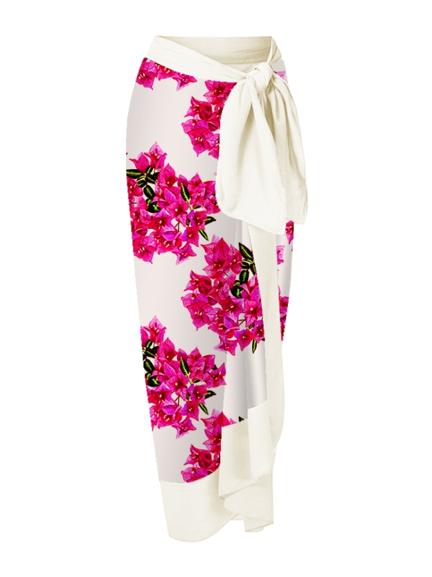 Bougainvillea print one-piece swimsuit and cover-up