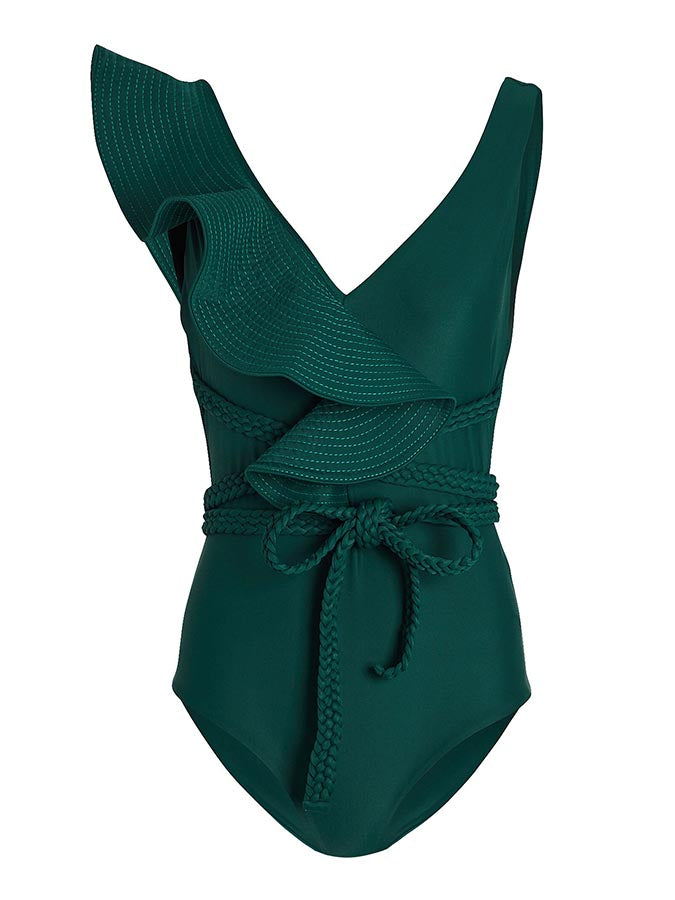 Ruffled Solid One-Piece Swimsuit