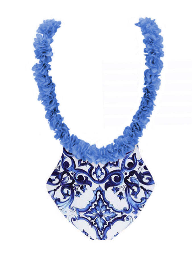 Fashion Colorblock Print Swimsuit