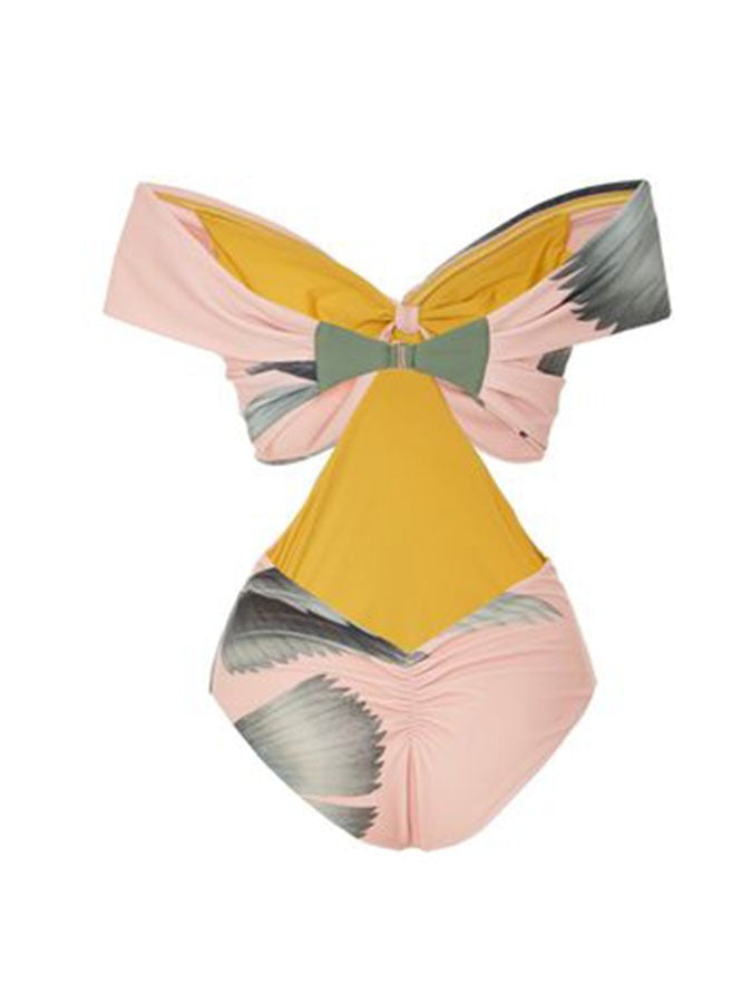 Fashion Floral Print One-Piece Swimsuit Set