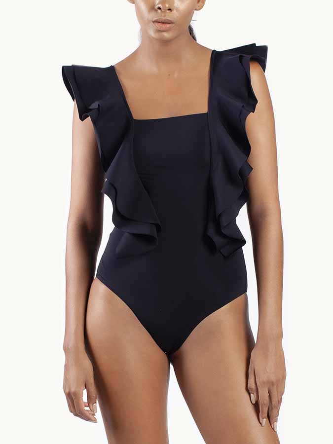 Ruffled Solid One-Piece Swimsuit