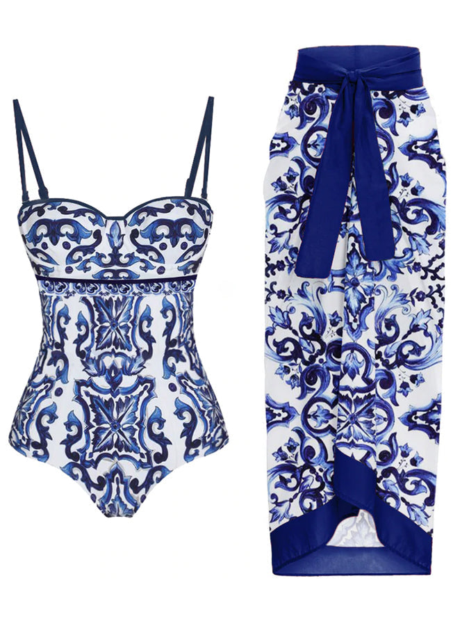 Printed Fashion One Piece Swimsuit and Cover up