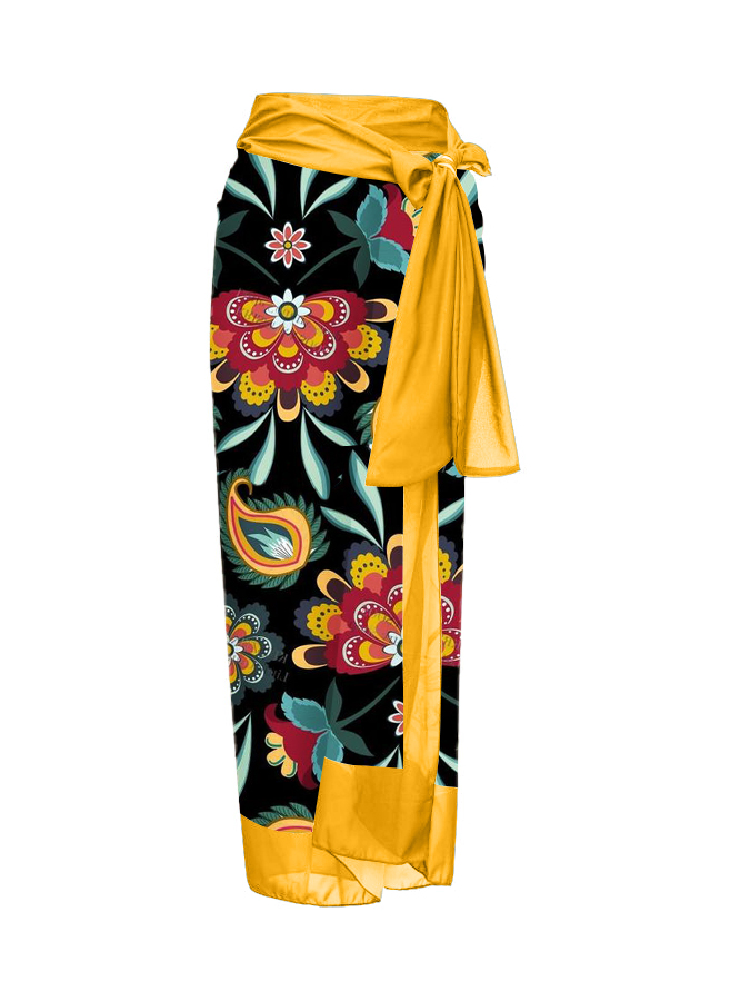 Trendy Print Panel Lace Swimsuit