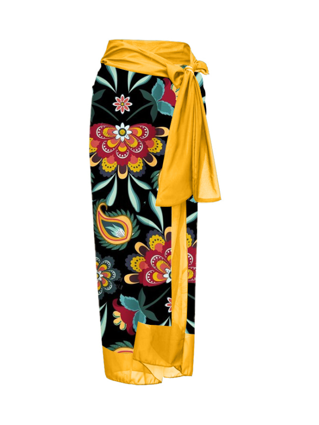 Trendy Print Panel Lace Swimsuit