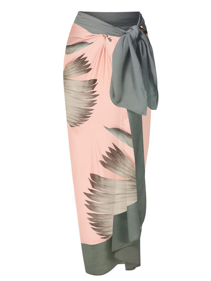 Fashion Floral Print One-Piece Swimsuit Set