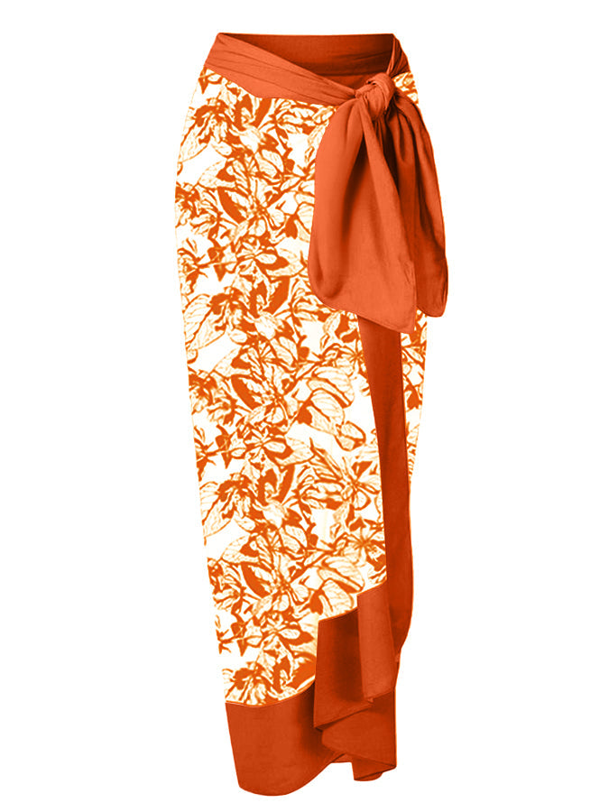 Vintage Colorblock Print Swimsuit Set